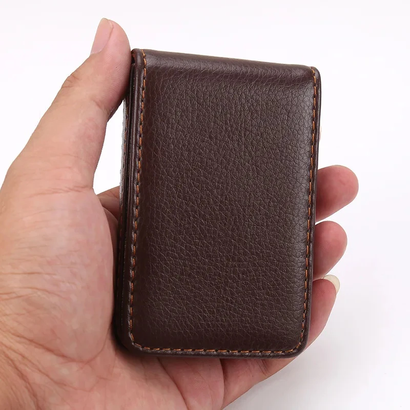 Business Card Holder, Vertical Version PU Leather Business Card Case Pocket Business Name Card Holder With Magnetic Shut