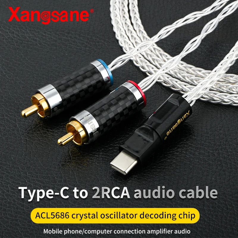 hifi OCC silver-plated otg cable type c to 2rca double lotus audio cable mobile phone with power amplifier extension