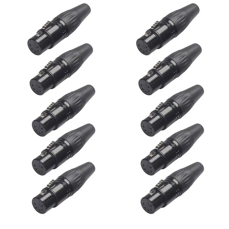 T23C 10PCS 5Pin XLR DIY Plug For DIY Welding Of Various Audio Cables, Microphone Cables, Dmx Cables XLR 5Pin