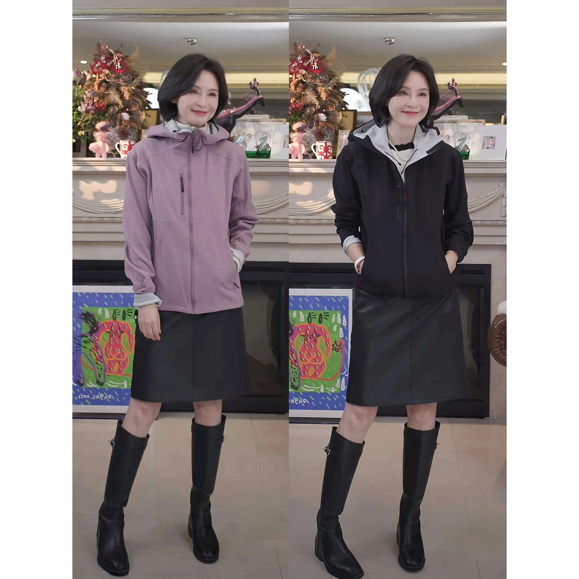 

Ветрозащитная куртка Softell с капюшоном, эластичная в четырех направлениях, из горизонтального велюра, женская верхняя одежда