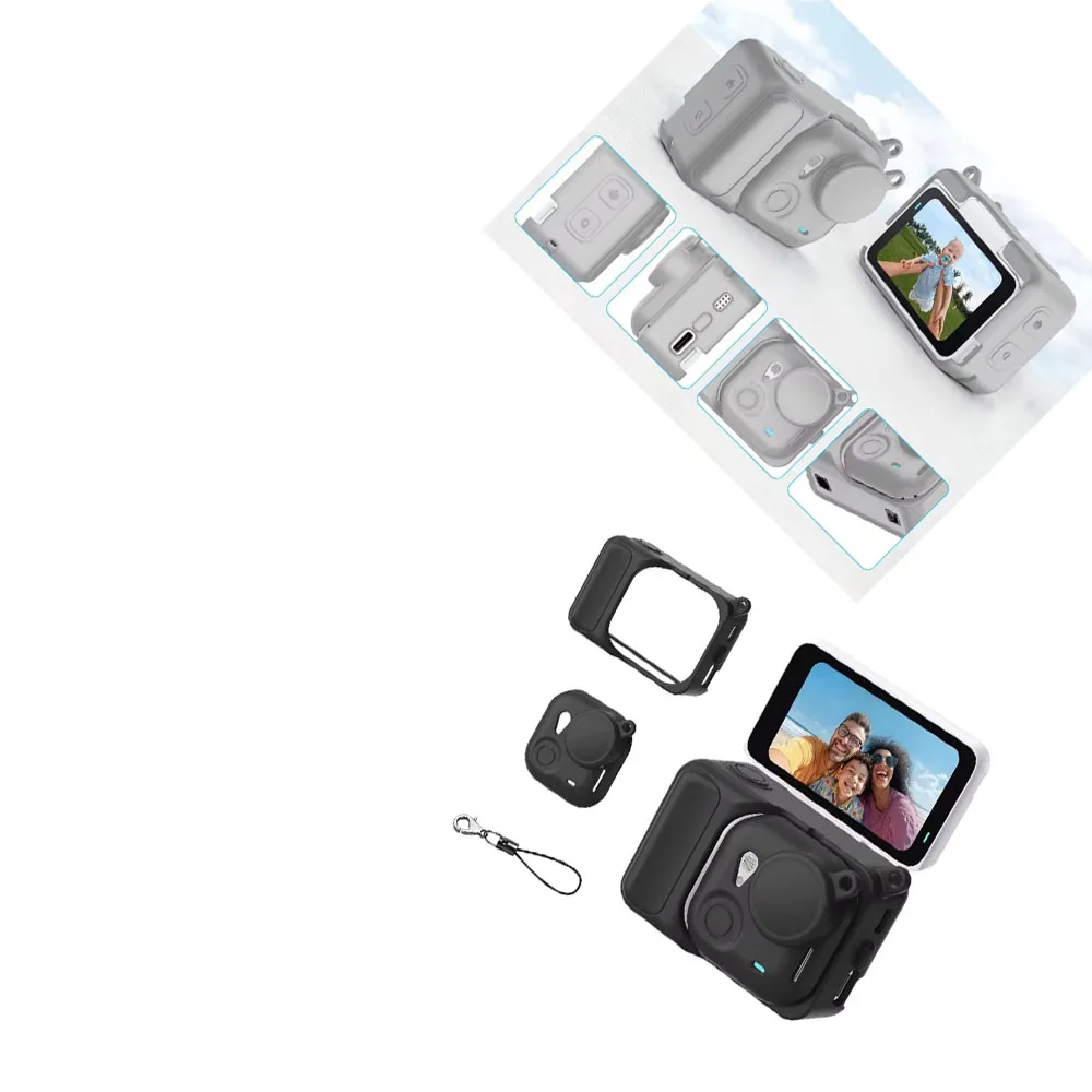 

Silicone Protective Cover for Insta360 GO Ultra Action Camera Waterproof Silicone Case with Lens Cap and Lanyard Gray Black