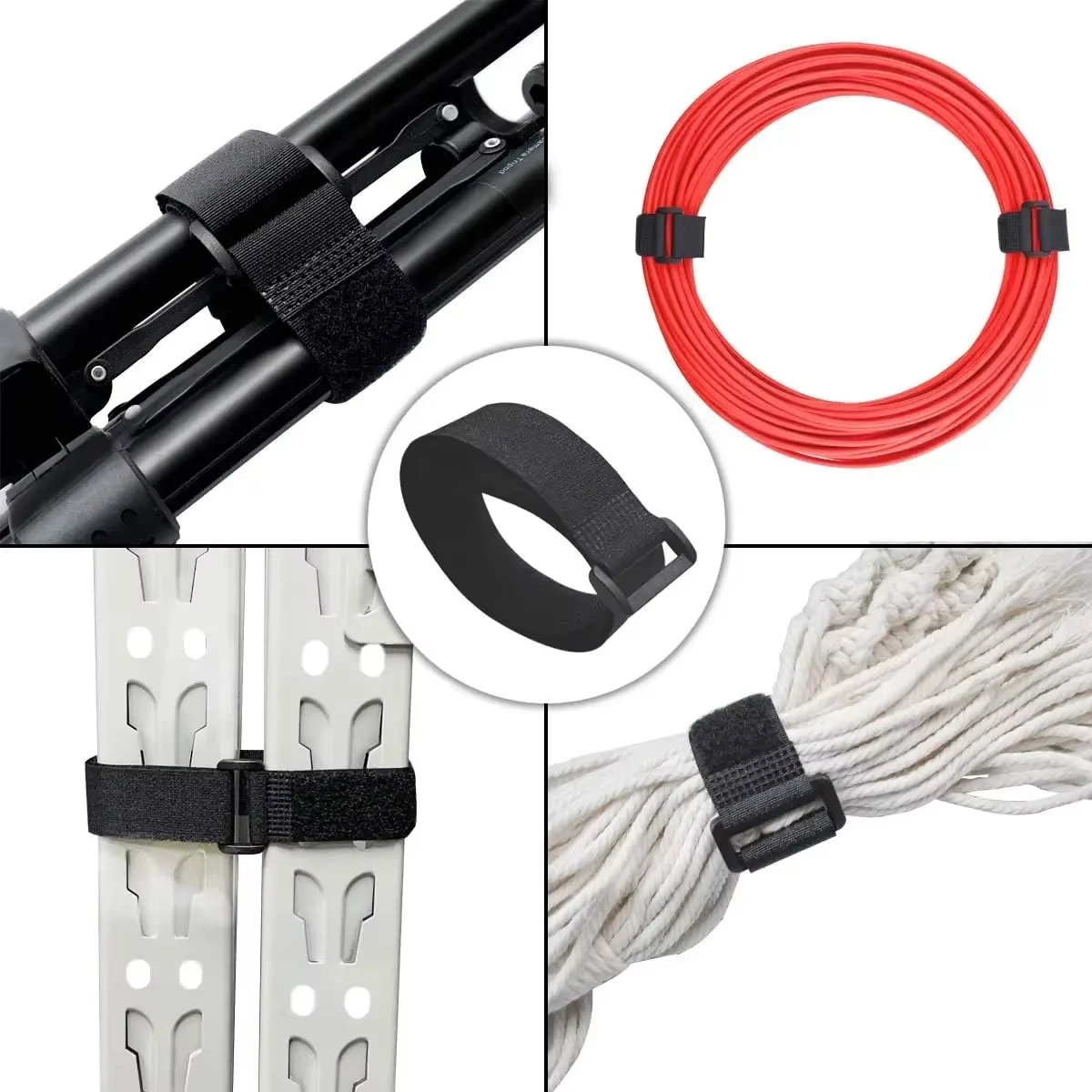 Schwarze Klettbänder wiederverwendbar aus Nylon Haken und Schlaufen Kabelbinder verstellbare Drahtbefestigung Spannbänder Kabelorganizer hält Leitungen geordnet verhindert Verwicklungen geeignet für Haus Büro Elektroni – Detail 3