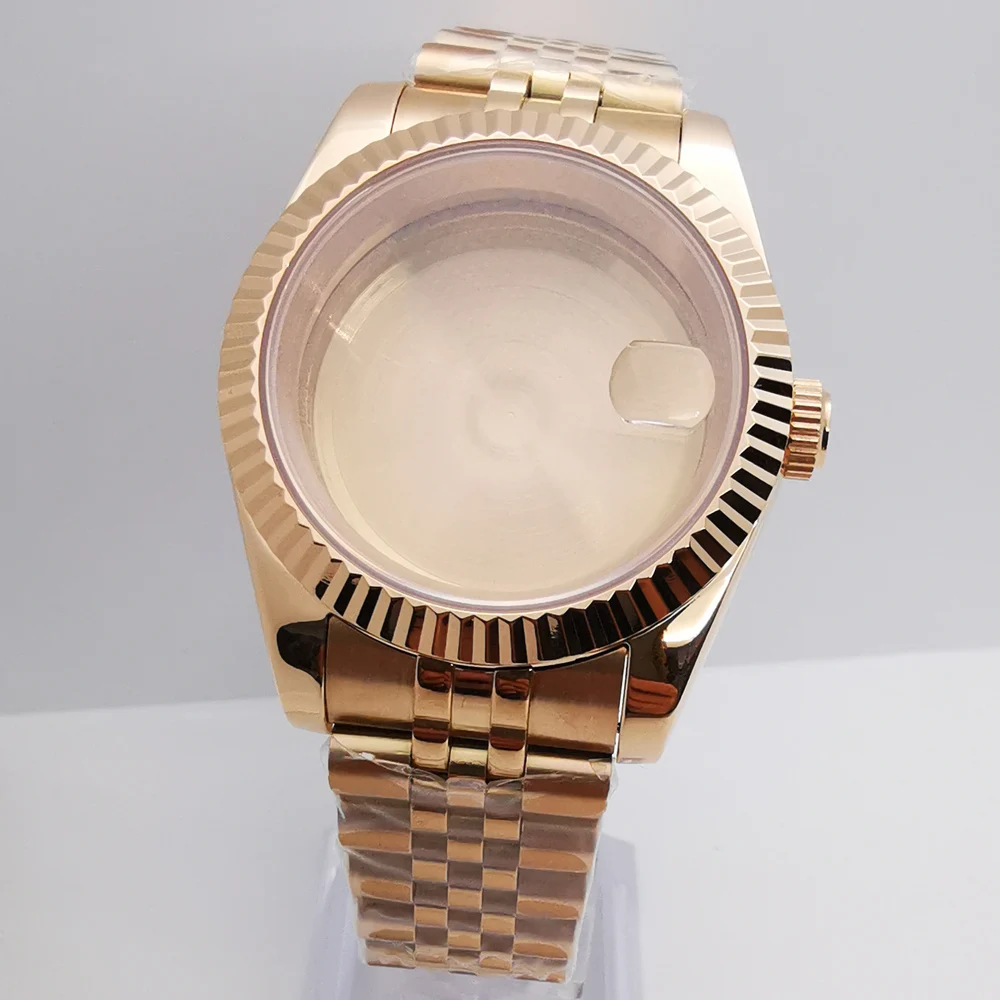 

36mm/39mm rose gold watch case strap sapphire glass fit NH35 NH36 NH34 ETA2824 2836 Miyota8215 PT5000 DG2813 3804 movement