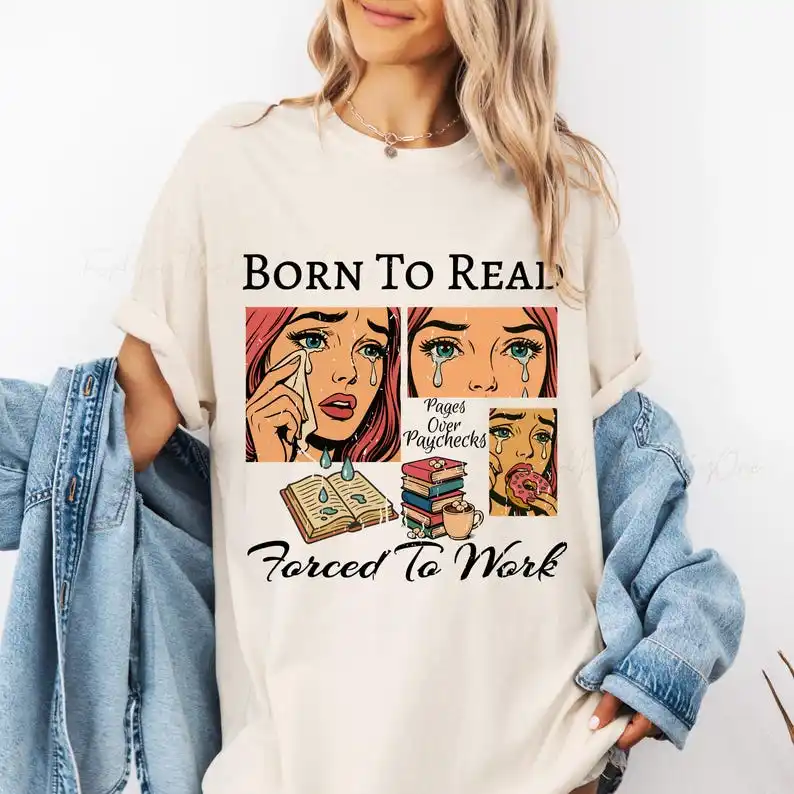 Retro Born To Read Bookish Shirt Funny Reader Book Addict Tee Lover Bookish Gift Enemies Smut Shirt Reader Summer Cotton Tops