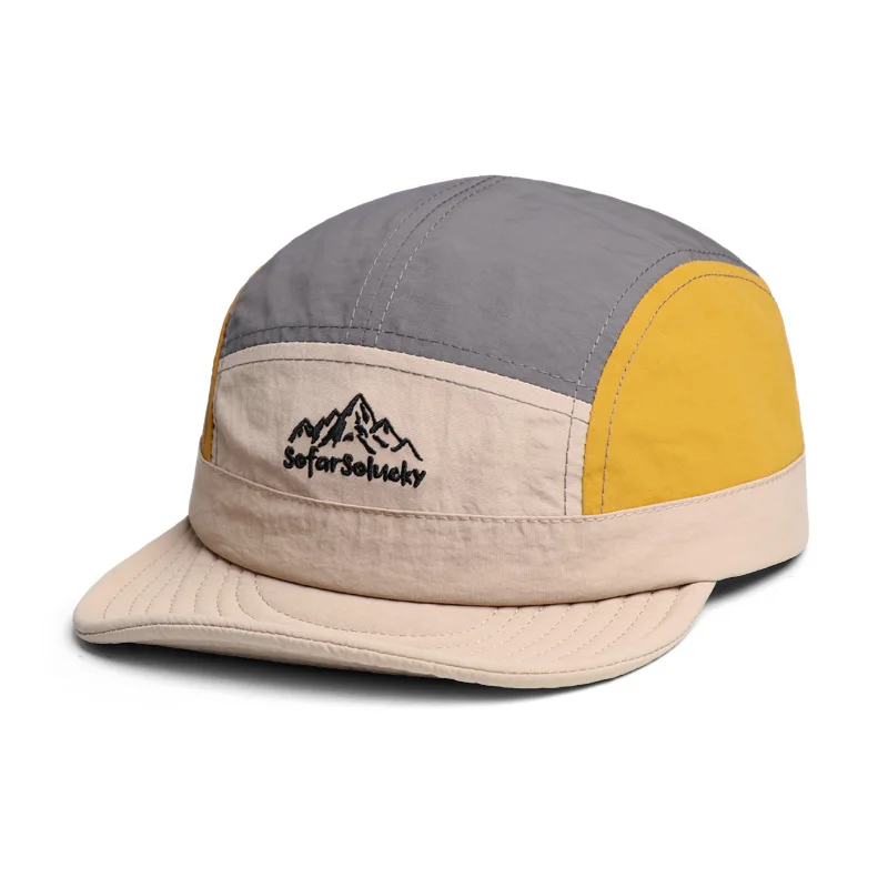 Japanische Retro-Baseballkappe mit weichem Schirm und Stickerei, schnell trocknender, farbblockierter Street- und Outdoor-Sonnenschutz mit flachem Schirm, Sommerhut