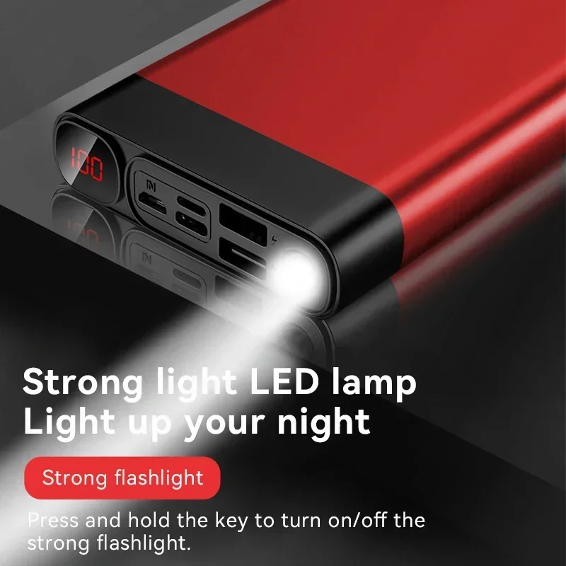 30000mAh Portable Power Bank with LED Light HD Digital Display Charger Travel Fast Charging PowerBank for Samsung IPhone