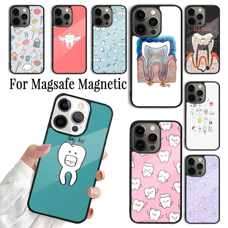 Coque Phone Case For iPhone 16 15 14 13 12 11 Pro Max Plus Magsafe Magnetic Wireless Charging Cover Dental Definitions Tooth