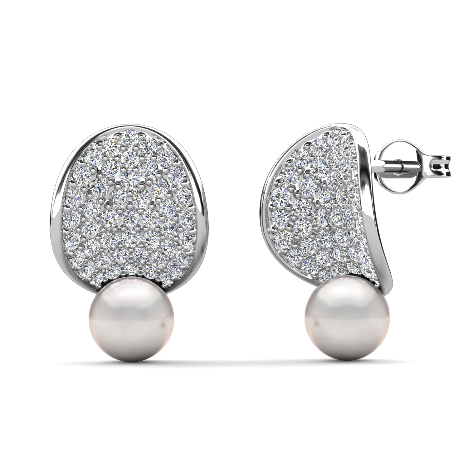 

Серьги-гвоздики с жемчугом, украшенные кристаллами Swarovski, из меди с покрытием из розового золота, женские украшения, подарок для невесты или на свадьбу