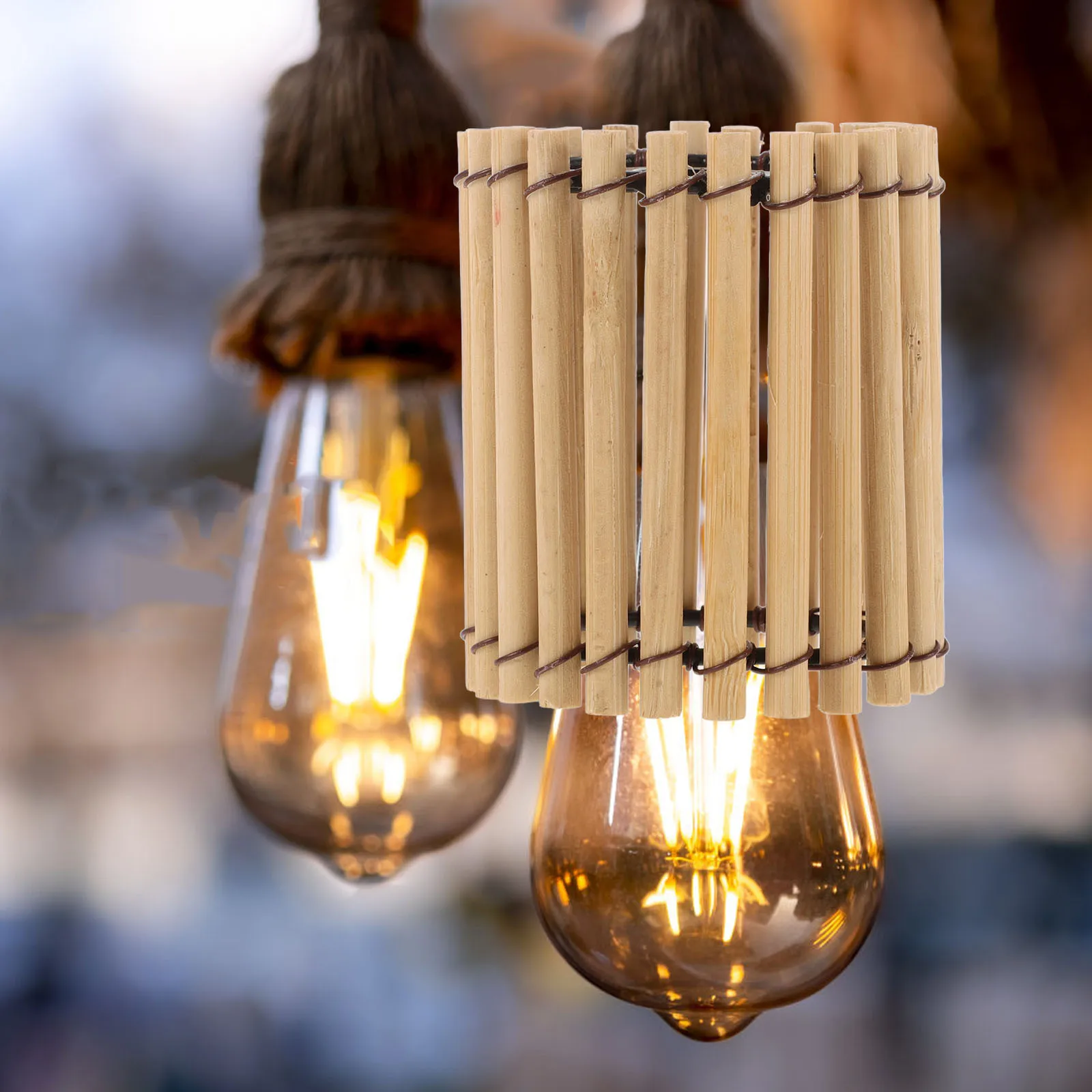 Bamboo Lamp Shade Handmade Woven Drum Pendant Light Cover For Home Hotel Bedroom Ceiling Table Lamp Decor