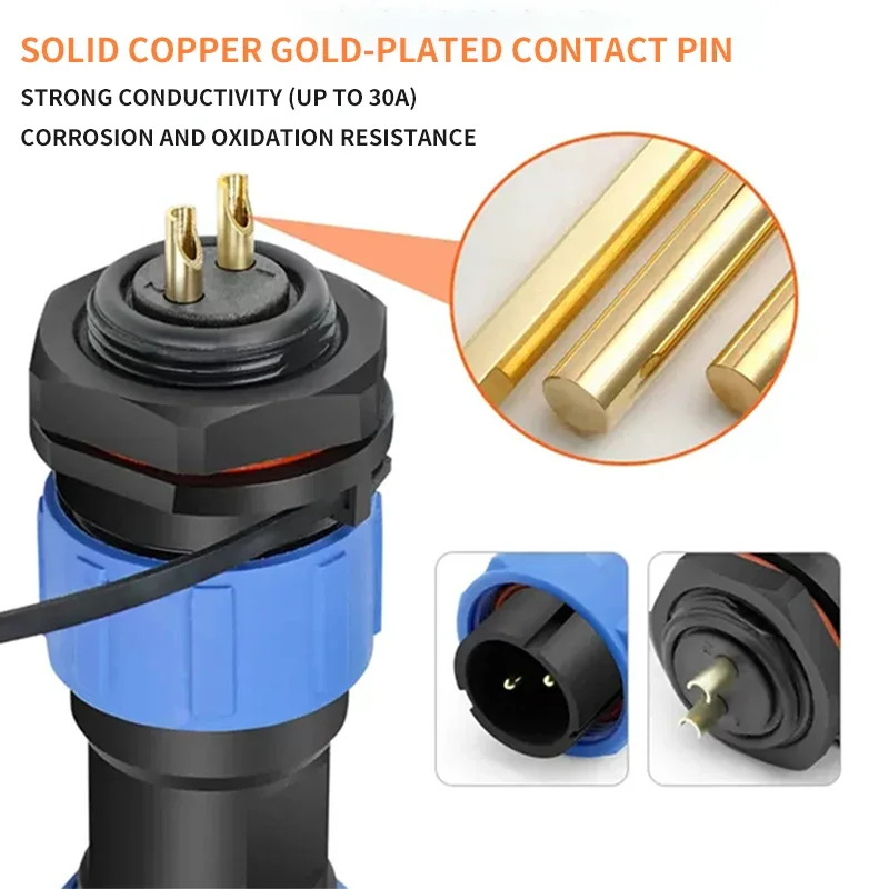 防水航空プラグ,オスとメスのコネクタ,パネルに取り付けられた,sp16,sp17,sp20,sp21,ip68,2, 3, 4, 5,6,7ピン5セット、10セット、100セット