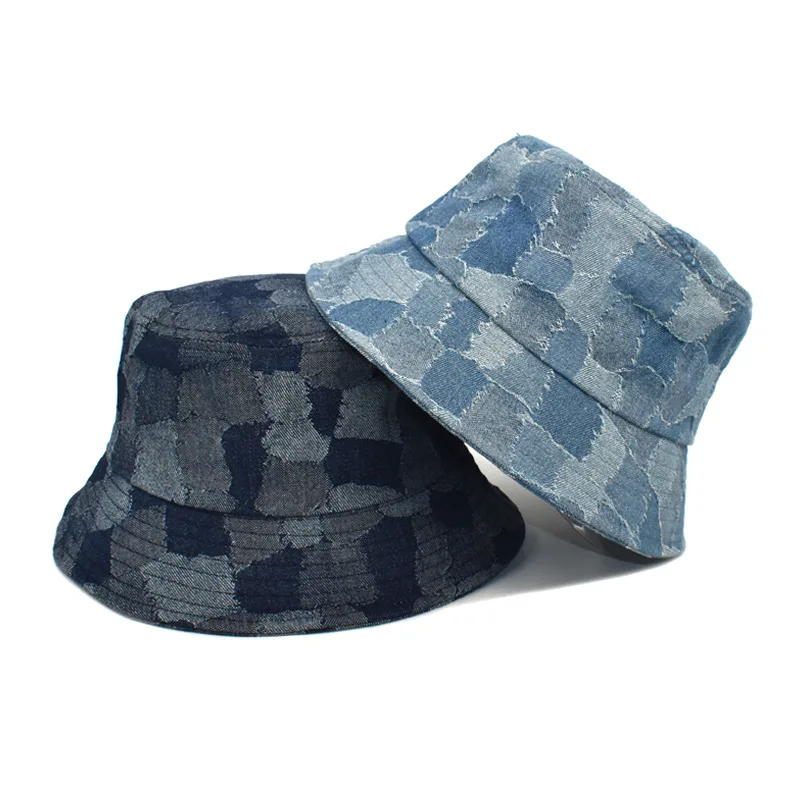 

hion Women Men Washed Denim Solid Vintag Bucket Hats Lady Male Spring Summer Autumn Panama Fisherman Cap Hat For Women Men