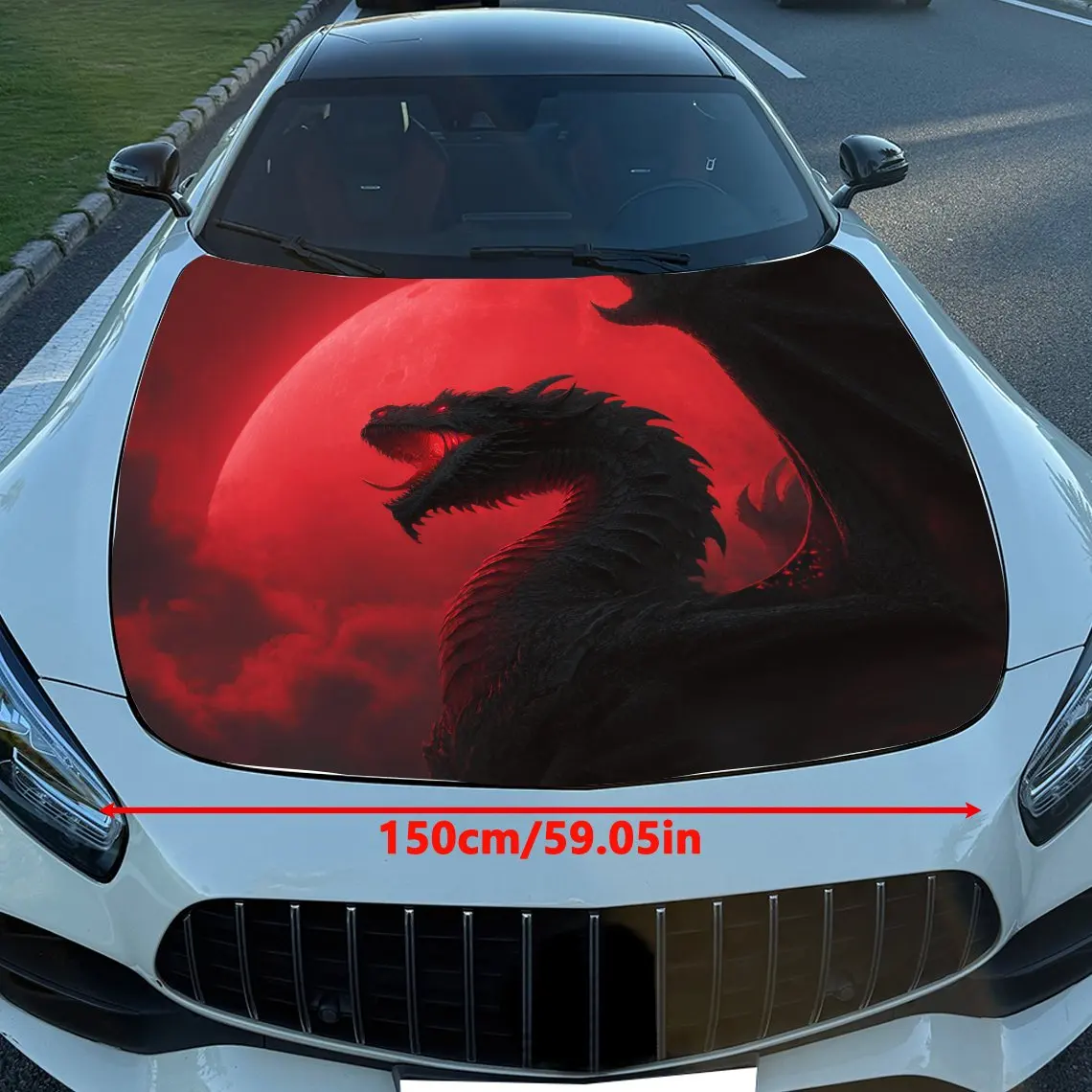 Red Moon Dragon Car Hood Stickers,cool Patterns,packaging,car Modification Film,parts,accessories,personalized Decorative Car St