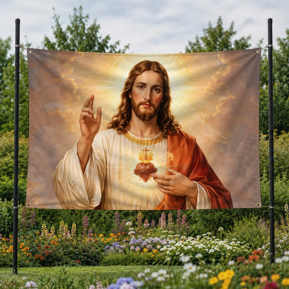 Jesus God Outdoor Flag for Home Camping Party Club Decor Garden Yard Wall Hanging Banner