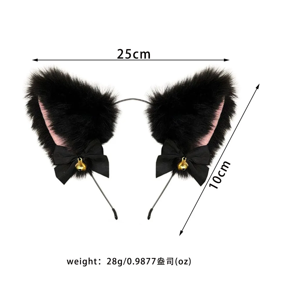 3pcs Cos Plush Animal Ear Animal Tail Suit Fox Ear Wolf Ear Headband Tail Accessories Cat Head Bell Collar Halloween Party