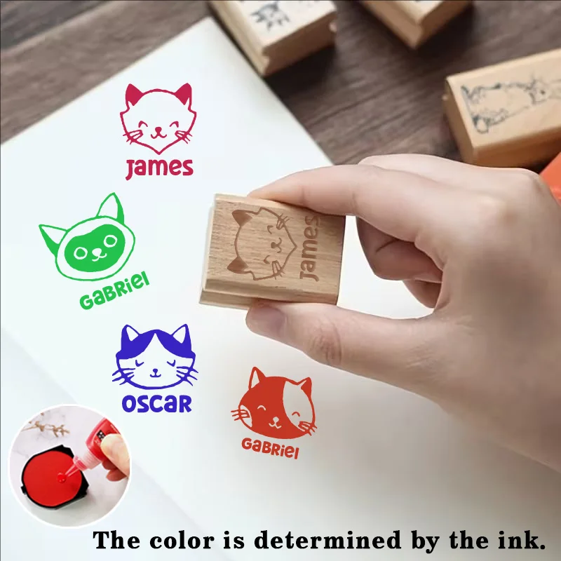 1PC Excellent Customized Name Wooden Seal  Office Supplies Customized Name Wooden Stamp Perfect for Fabric, Plastic Surfaces & M