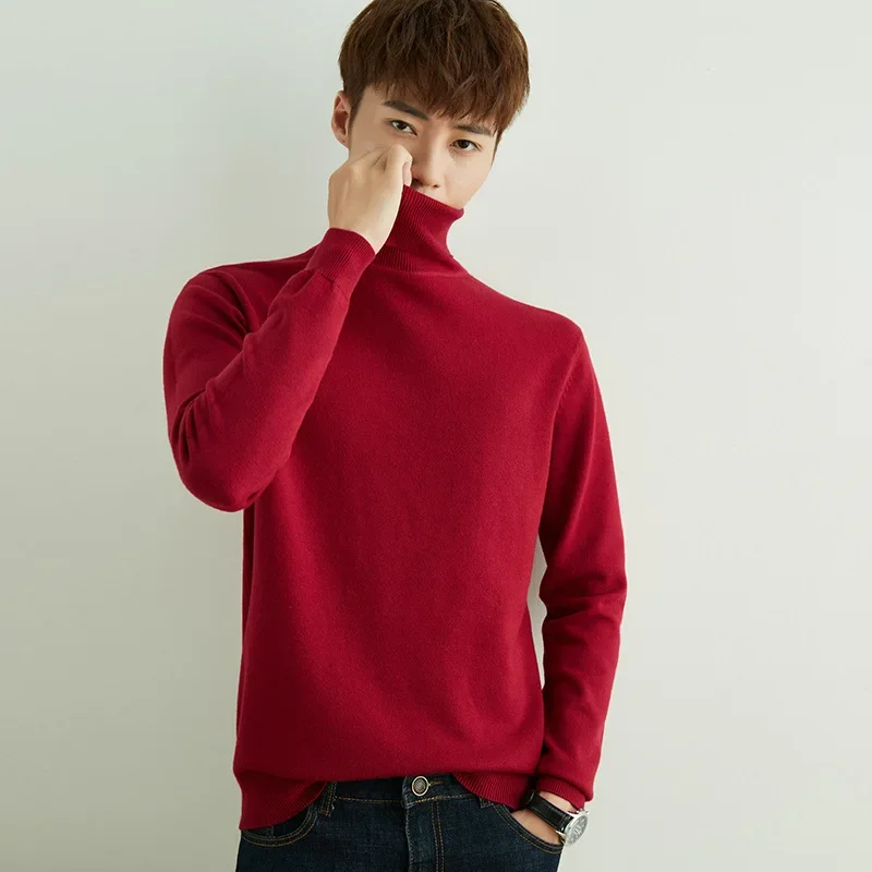 Turtleneck Bottoming Shirt Autumn  Winter New Men\'s Pullovers Candy Color Casual Loose Knitted Sweater  Couple Christmas Sweater