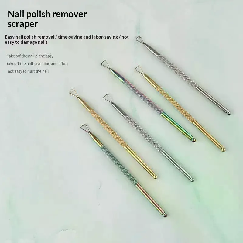 Stainless Steel Nail Remover Gel Scraper Cuticle Pusher For Home Salon Use Holographic