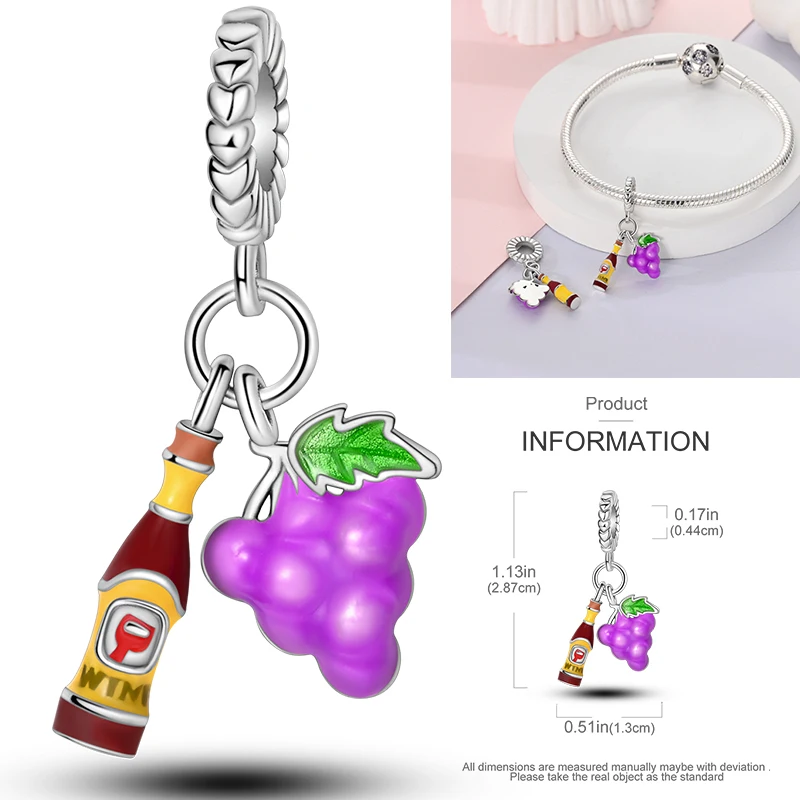 Frucht-Charm 925 Sterling Silber Erdbeere Kirsche Avocado Perlenanhänger Passend für Europäische Armbänder DIY Damenschmuck Geschenk 2026 – Detail 10