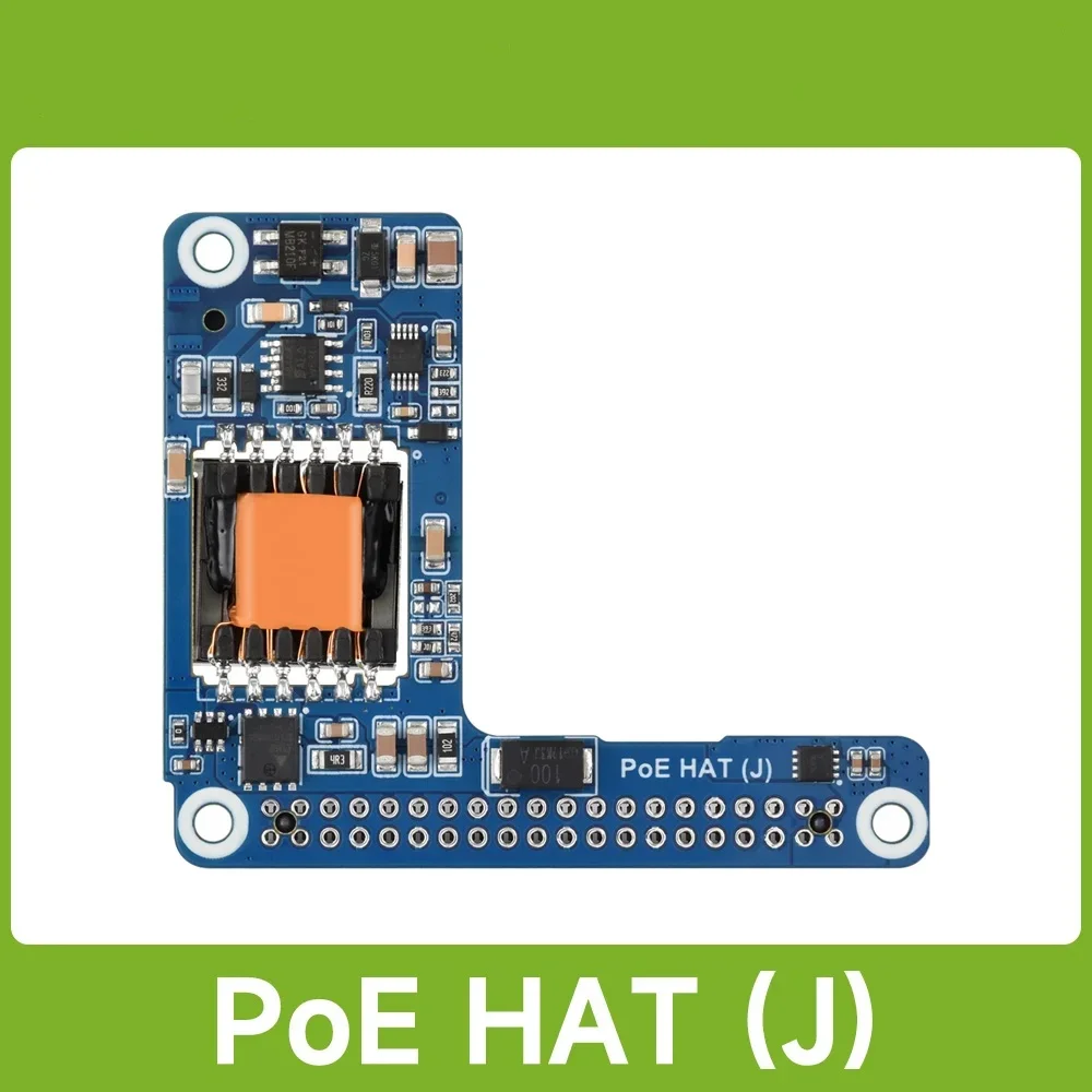 Waveshare PoE/ PoE+ HAT (J) For Raspberry Pi 5/CM5, 5V/5A, Isolated Switched-mode Power Supply, Providing Both Network And Power