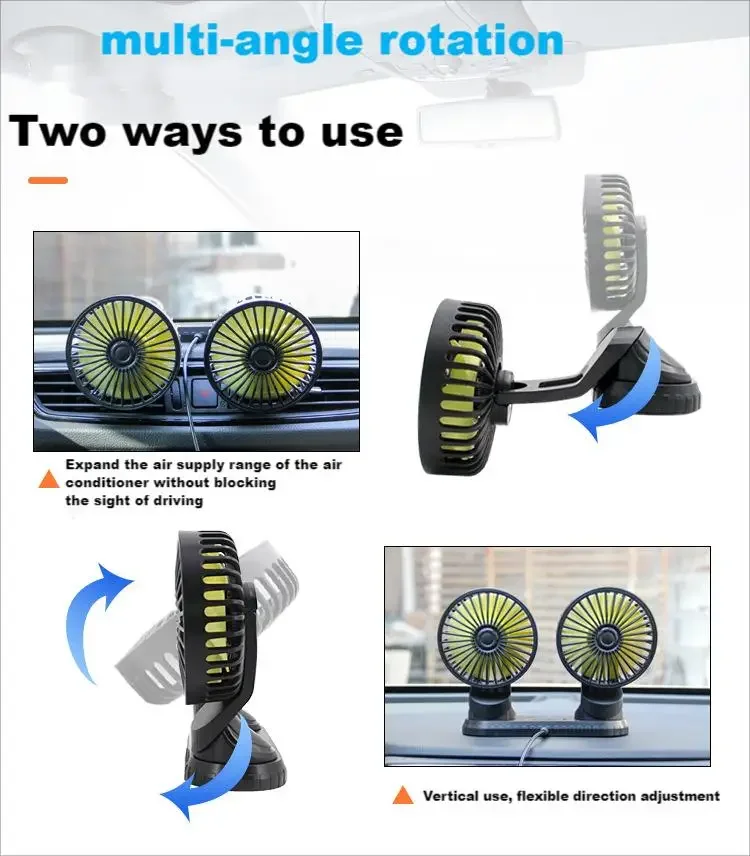 CNANRNANC Ventilateur de voiture USB à ventouse - Ventilateur de refroidissement d'été pour SUV 12/24 V