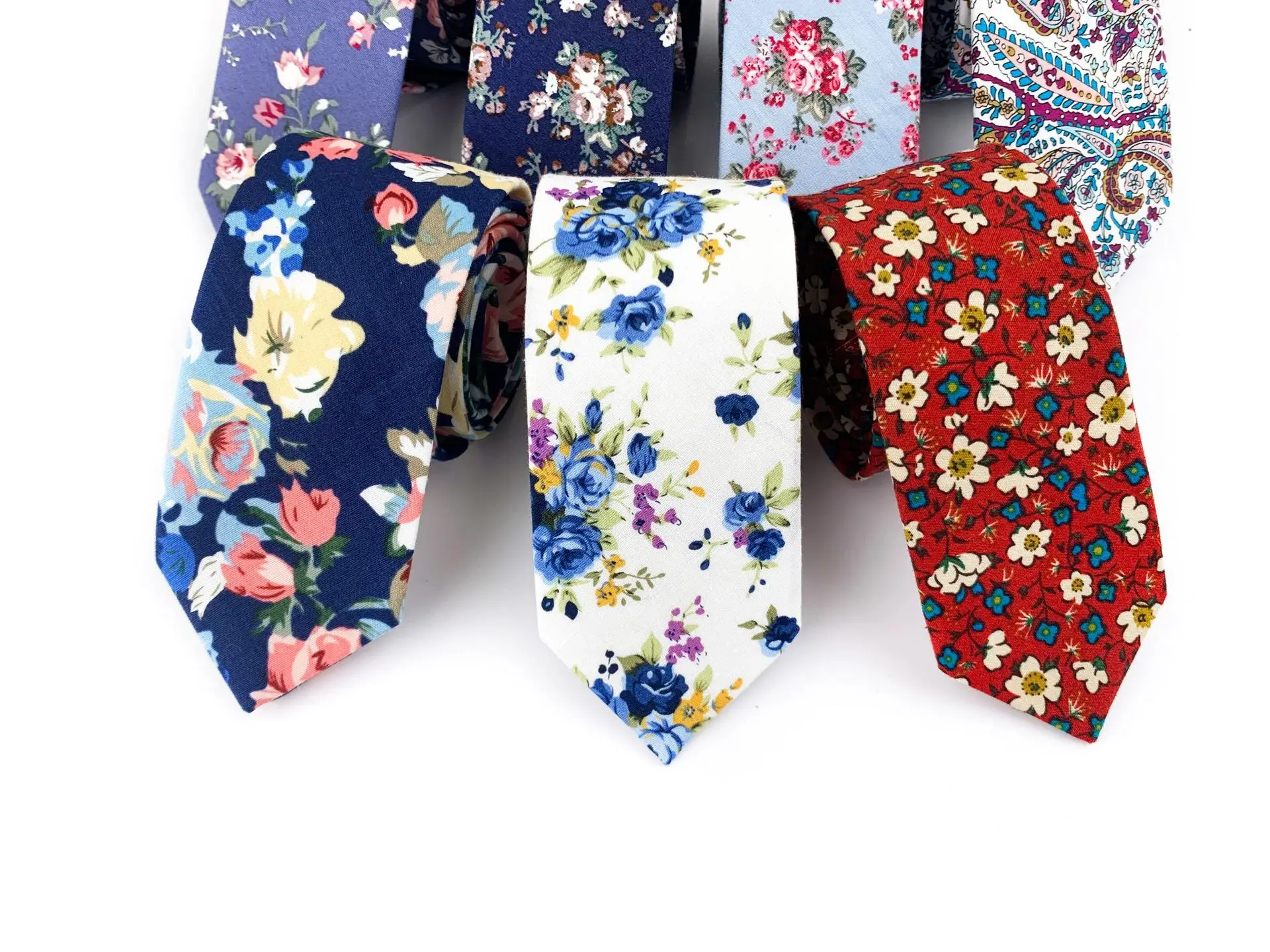 

Ricnais 6cm Cotton Tie Paisley Printed Floral Skinny Neck ties Slim Tie For Wedding Party Tie For Men Printed Tie Floral Necktie