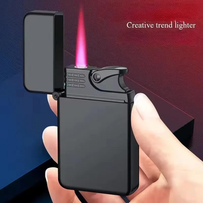 Kreatives Rotes Flammen-Turbo-Feuerzeug, Metall-Winddichtes Feuerzeug, Tabak-Zünder, Geschenk für Männer
