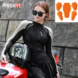 WOSAWE Motorcycle Jacket Women Motorcyclist Jacket Back Shoulder Elbow Pads Summer Motocross Breathable Shirt