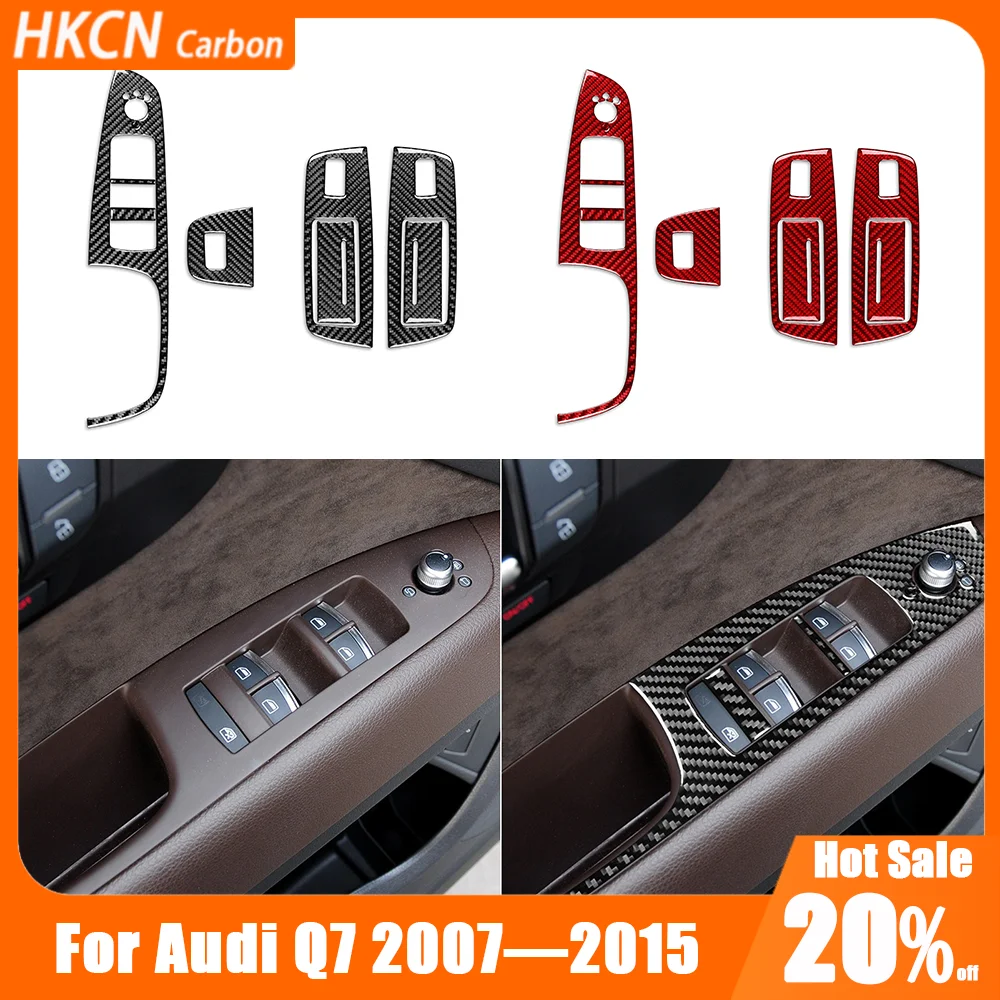 

Автомобильные аксессуары из углеродного волокна, переключатель окна, подъемная панель, внутренняя крышка, наклейка, модификация для Audi Q7 4L 2007–2015 гг.