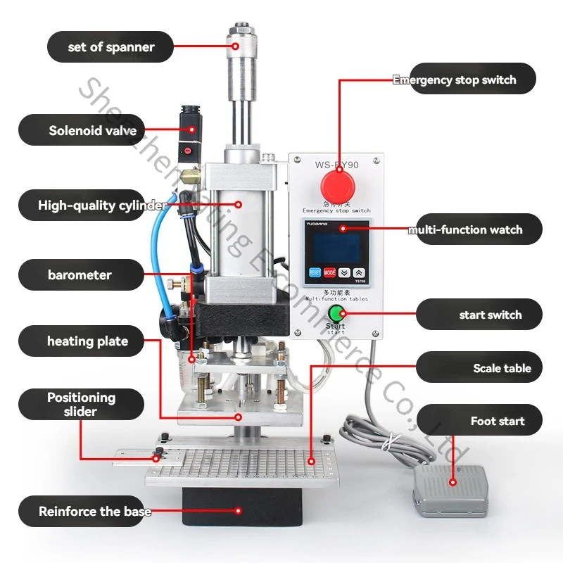 Pneumatic Bronzing Machine Branding PU Leather Marking Hot Pressing and Laminating Melt Wood Hot Stamping Embossing Indentation - view 4
