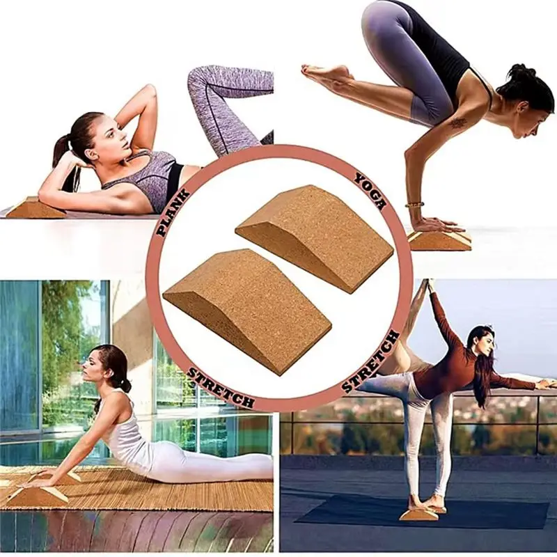 【A75U~】 2PCS Cork Squat Wedge Block Non Slip Squat Ramp,Squat Platform for Heel Elevated Squats and Calf Raises,Slant Board