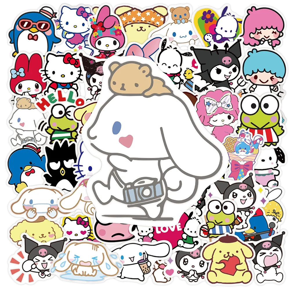 10/30/50pcs Cartoon Anime Sanrio Stickers Decals Kids Toy for Helmet Stationery Suitcase Fridge Waterproof Kawaii Sticker Packs