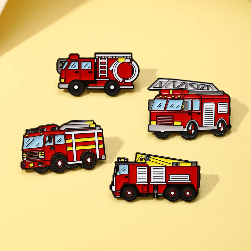 Cartoon Vehicle Enamel Pins,Creative Fire Truck Ambulance Vintage Car Bus Metal Badges,Backpack Decor Pins,Gift for Car Lovers