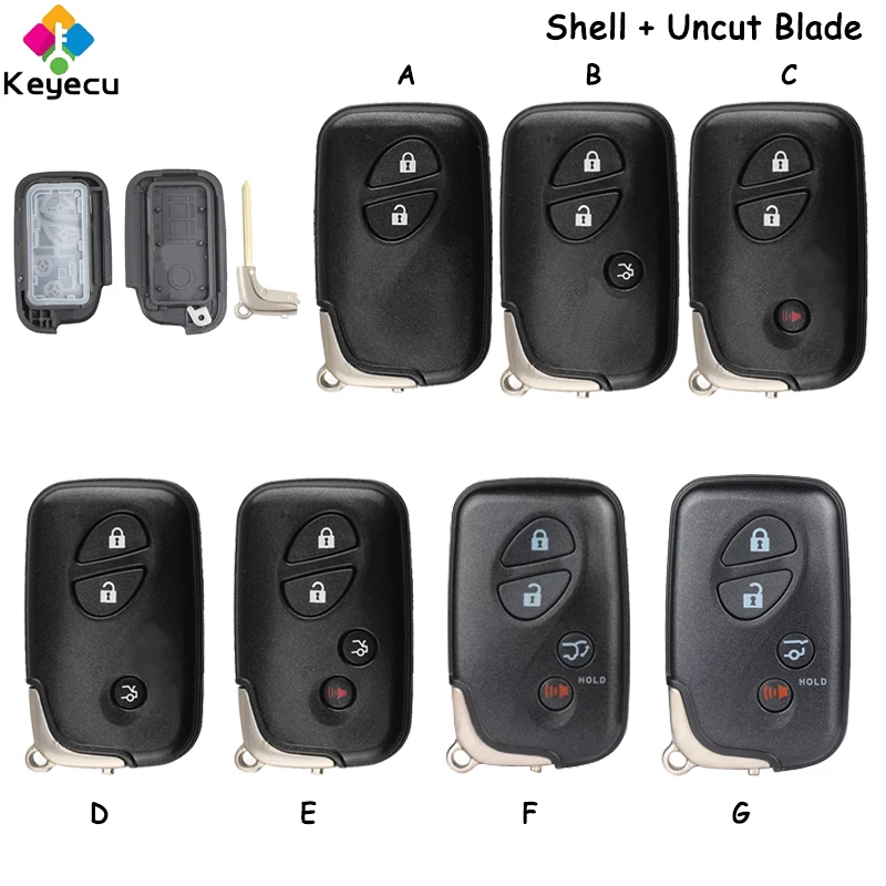 

KEYECU Smart Remote Car Key Shell Case With Uncut Blade & 2 3 4 Buttons Fob for Lexus ES350 IS250 IS350 RX350 GS430 GS350 LX570