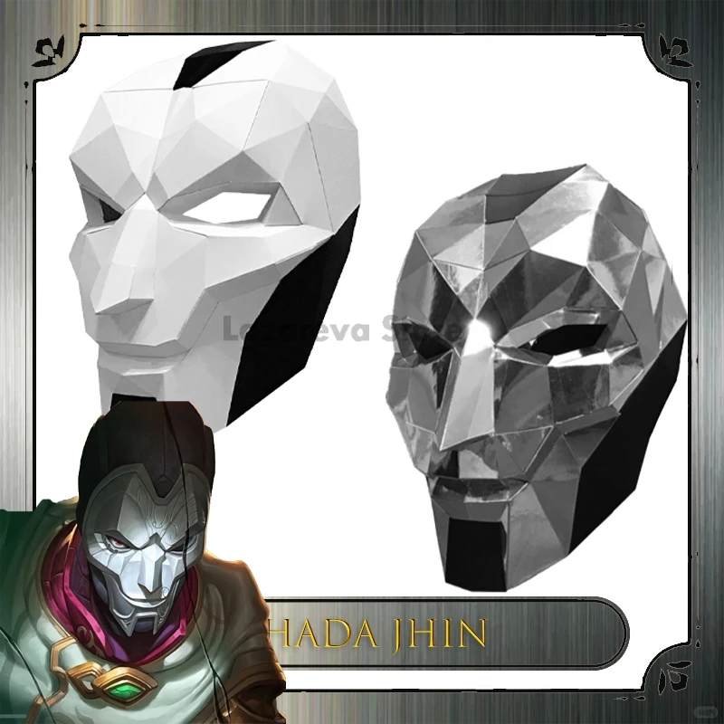 LAZAREVA STORE BKhada Jhin Oni máscara DIY papel fiesta de Halloween adulto Horror máscara de Cosplay masculina paquete de Material disfraz sin terminar