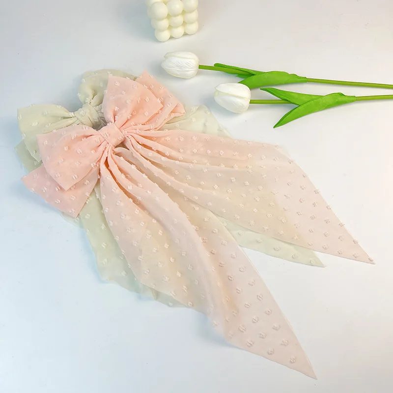 New Fashion Chiffon Bow Hair Clip Women Solid Spring Clip Hair Pin Retro Bow Hairpins Simple Headband Girls Hair Accessories