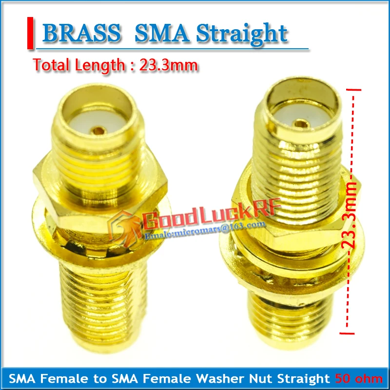 Dual SMA Female to SMA Female Plug O-ring Bulkhead Panel Mount Washer Nut Gold Plated Brass RF Connector Socket