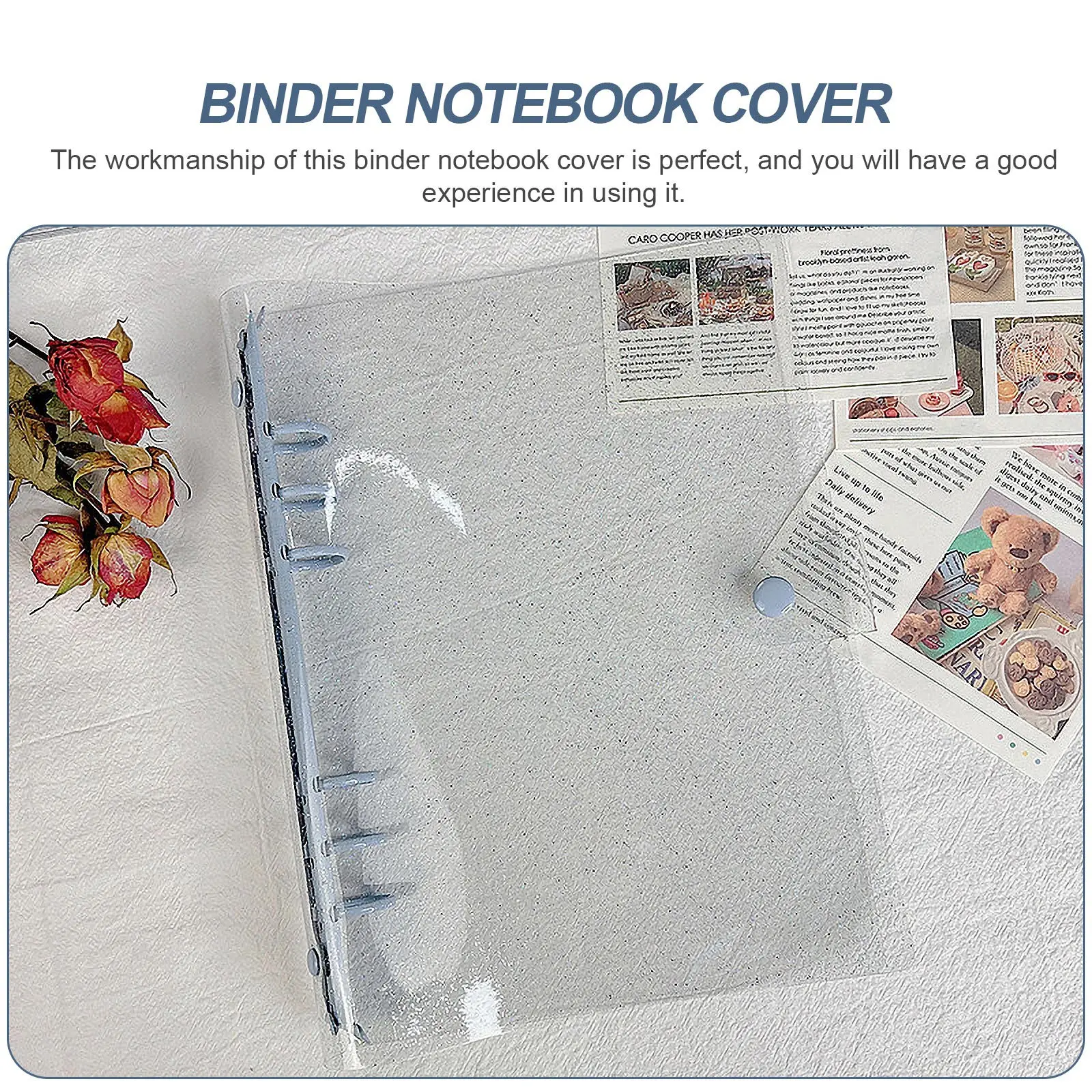 غطاء غلاف شفاف A6 بستة حلقات، قفل بزر كبس، غلاف دفتر ملاحظات قابل لإعادة الملء، منظم مستندات عملي #3