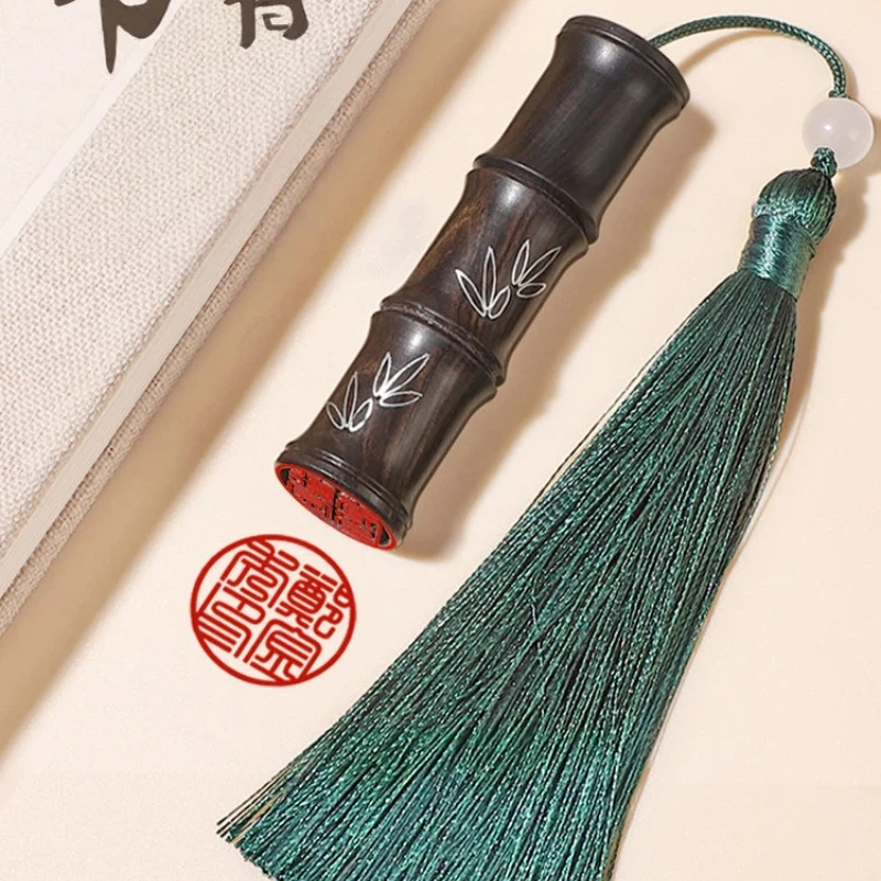Bamboo Section Sandalwood Personal Name Seal Custom Stamp for Calligraphy Painting Collection Book Gift Box Chinese Style Gift