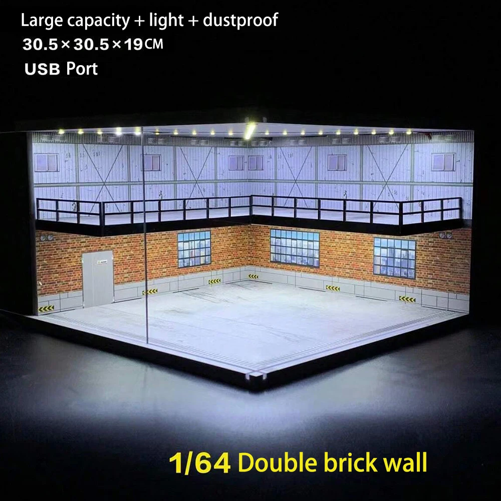 Meiduoxing 1/64 1/32 Car Garage Diorama Model Diecast Assemble LED Lighting Car Parking Lot Backdrop Display Scene Model Toys