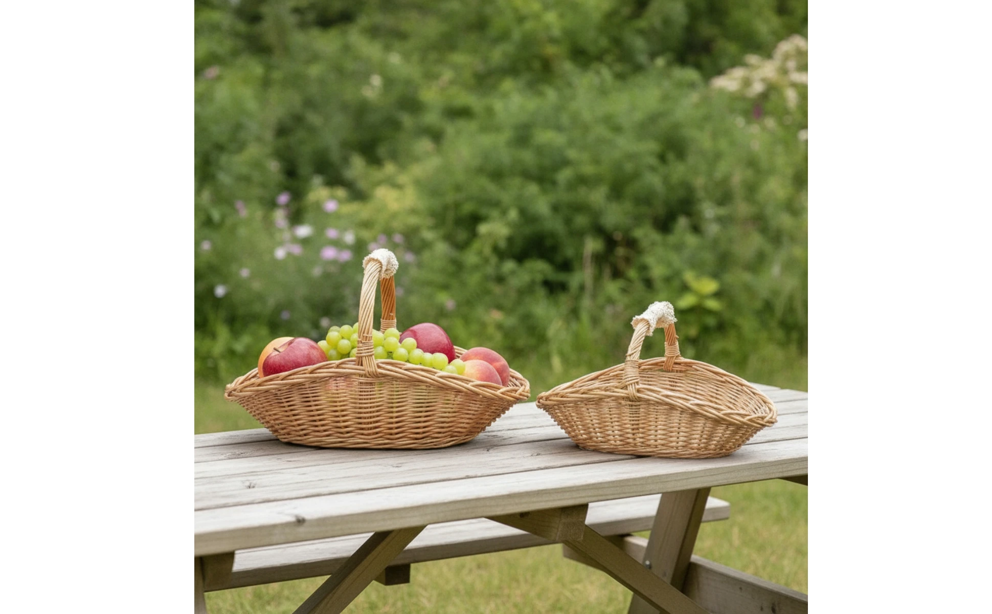2 Pieces Wicker Storage Basket with Handle Handwoven Woven Fruit Basket Portable Lightweight for Kitchen, Home Organization