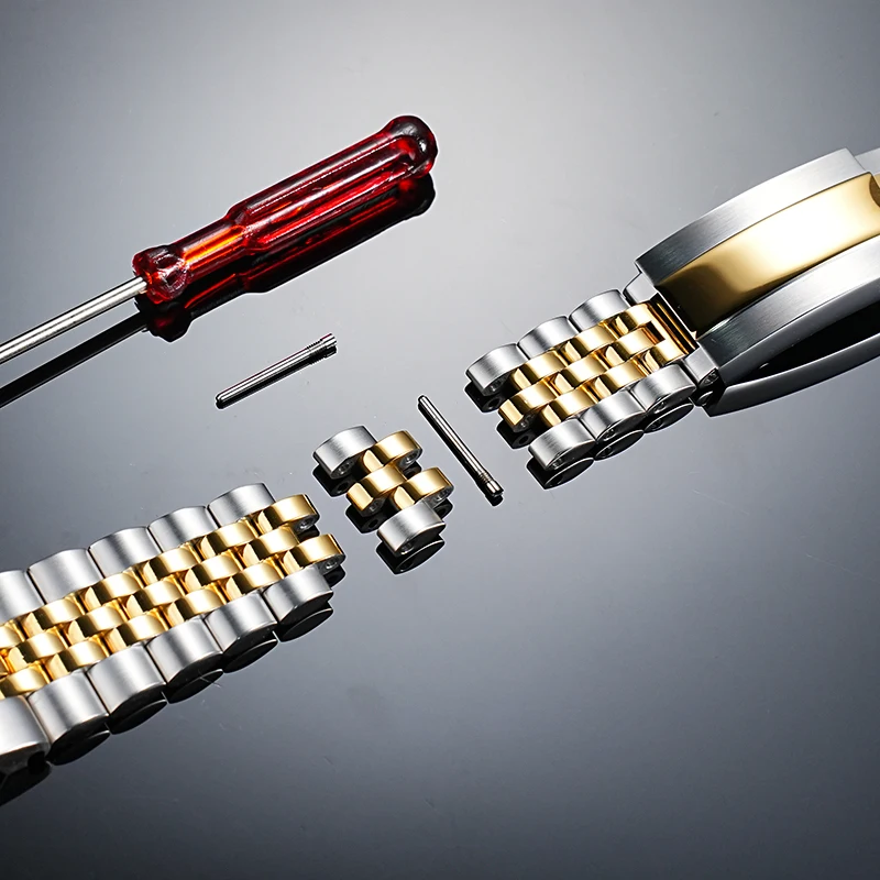 Rolamy 22mm Steel Solid Curved End Screw Links Oyster Clasp Jubilee Bracelet For Casio Duro 2784 MDV-106 MDV106G Watchband Strap