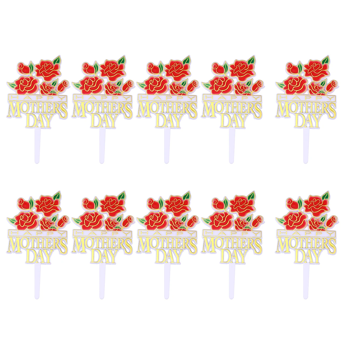 

20pcs Rose Topper Topper H made Mothers Day Cupcake Decoration Party Dessert Insert Mothers Day Cake Decoration Eco Material