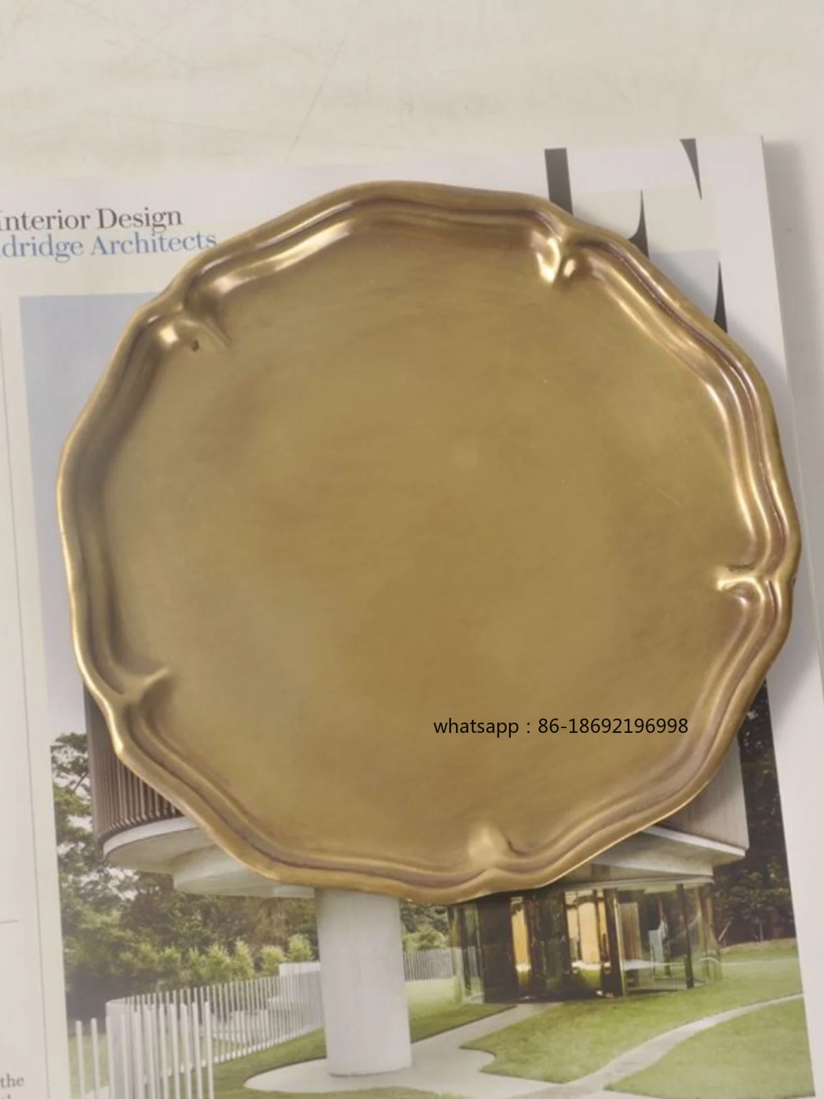 India Imported American Retro Small Tray Brass Old Round Aromatherapy Tray Jewelry Storage Tray Home Decoration Soft Decoration