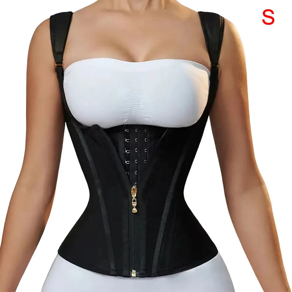 

Adjustable Zipper Waist Trainer Corset Hook Eyes Closure Steel Bone Support Body Shaper Latex Material Tight Fit