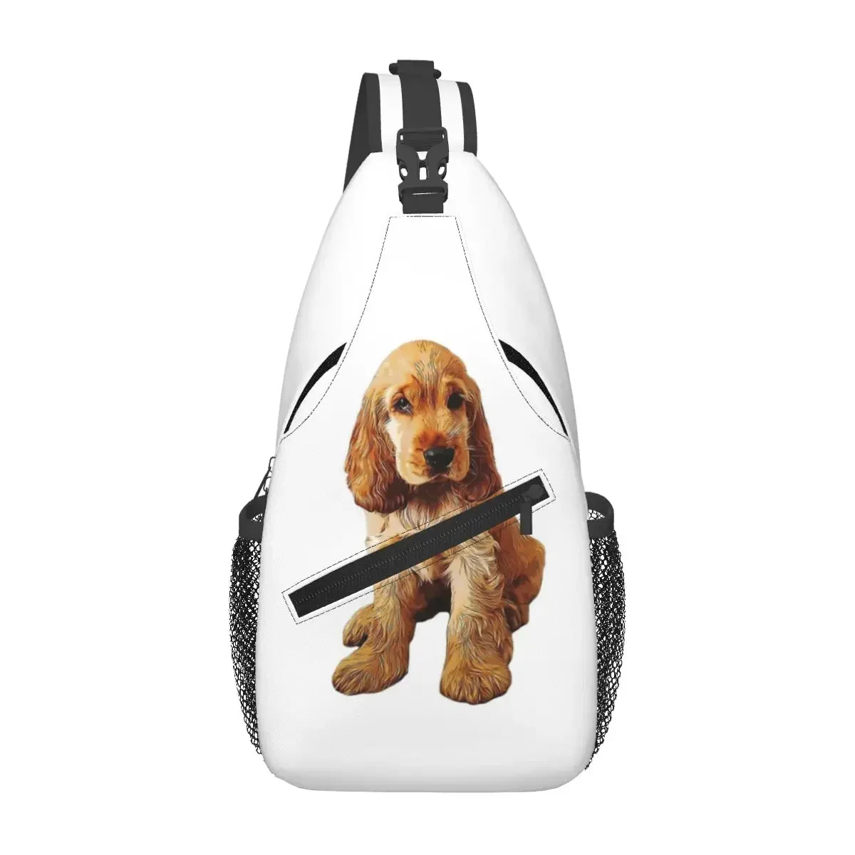 Gold Cocker Spaniel Puppy Dog Chest Bag Men Sling Crossbody Backpack Chest Bag Travel Hiking Daypack Shoulder Bag