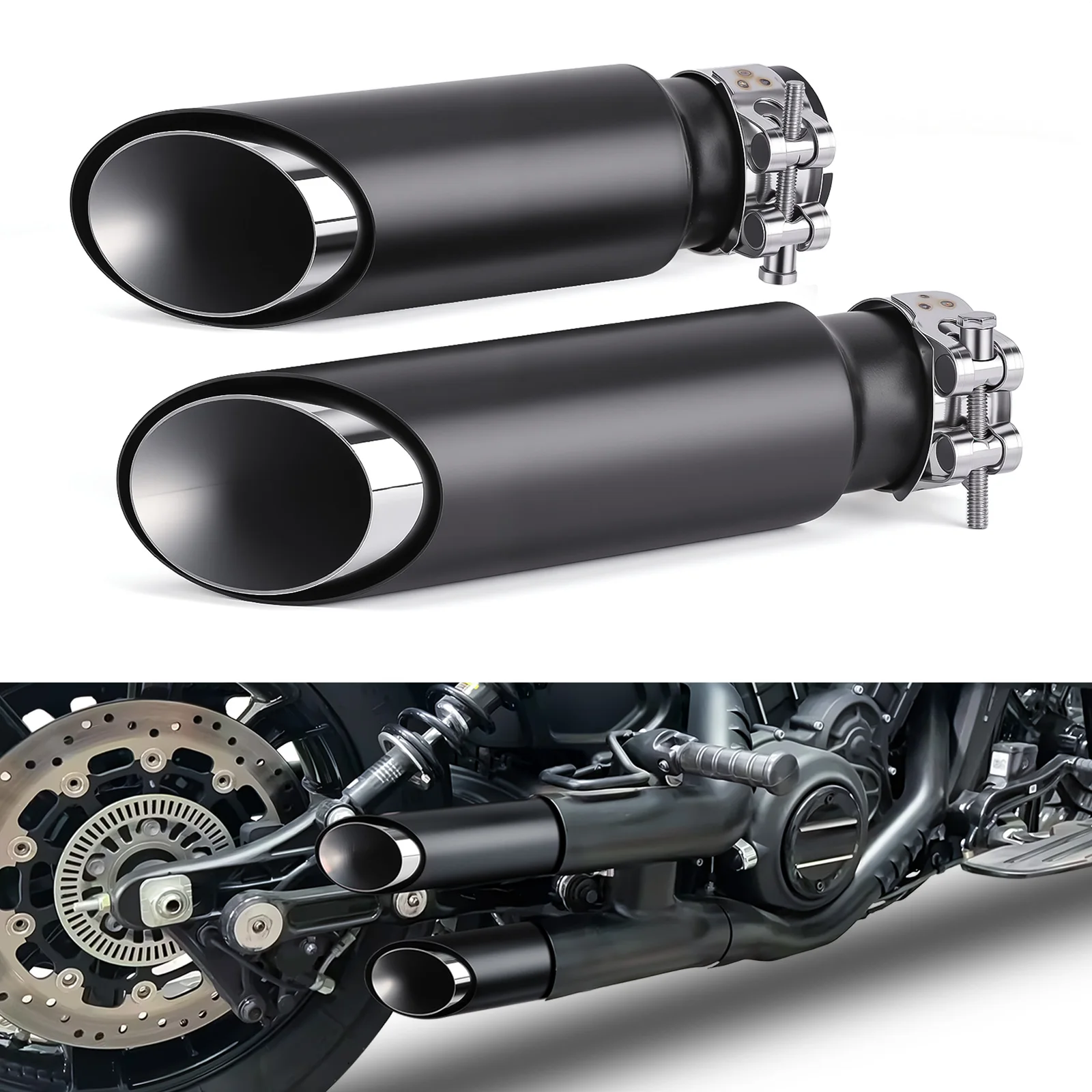 

For Indian Scout Sixty Rogue Bobber 2015-2025 Motorcycle Black Slip-On Exhaust System Short GP Slip Ons Mufflers Accessories