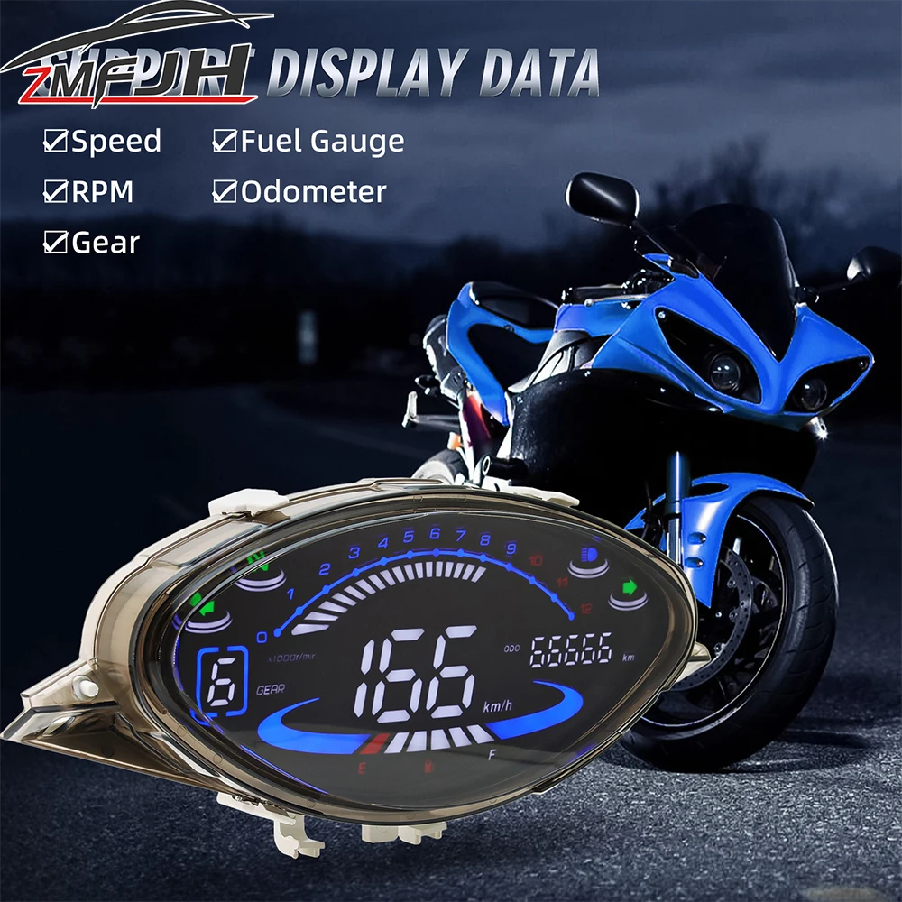 

Digital Motorcycle Speed Meter RPM Odometer Speedometer Fuel Level High Beam Gear Gauge For Honda Biz100 Biz125 C100 Customized