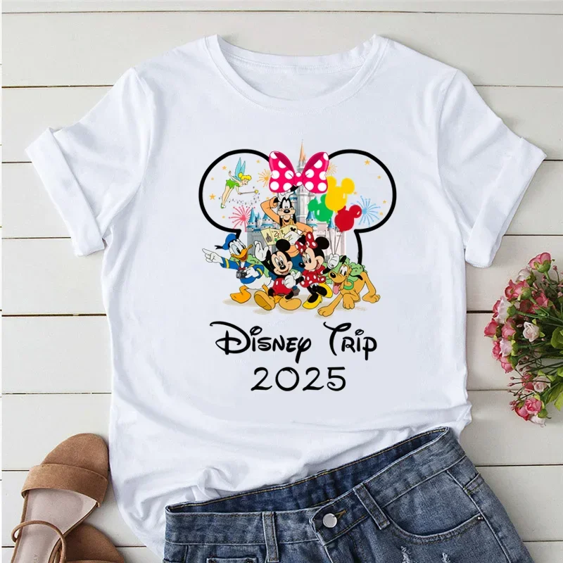 

Disney Trip 2025 Printed Women Clothing White T-Shirts Y2k Fashion Female Streetwear Casual Tops Tee