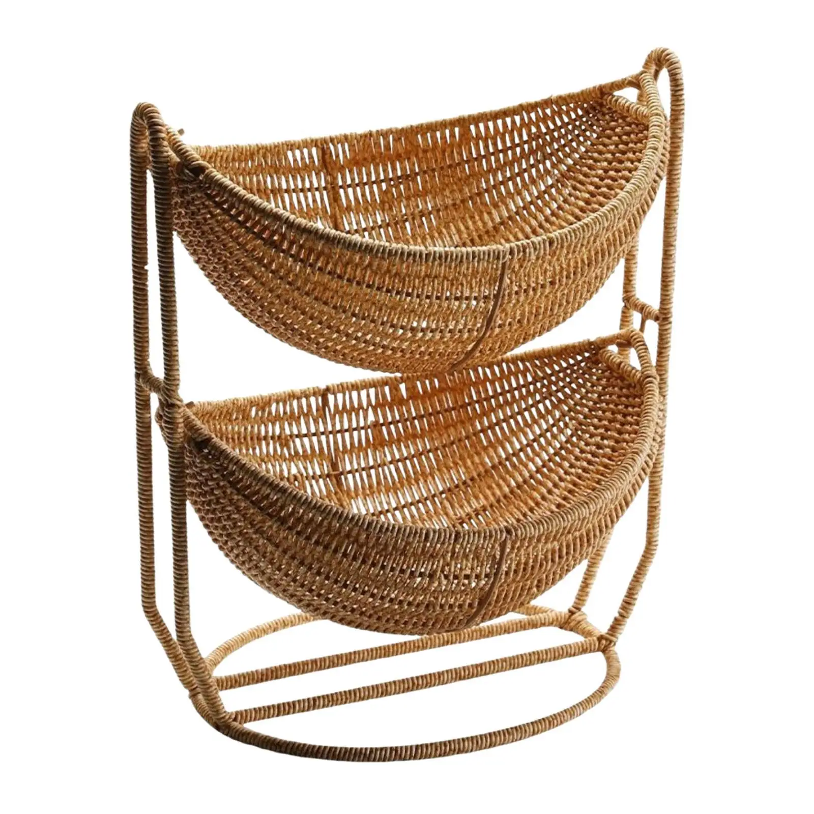 

Woven Fruit Basket 2 Tier Creative Multipurpose Fruit Bowl Storage Basket Fruit Holder for Restaurant Wedding Party