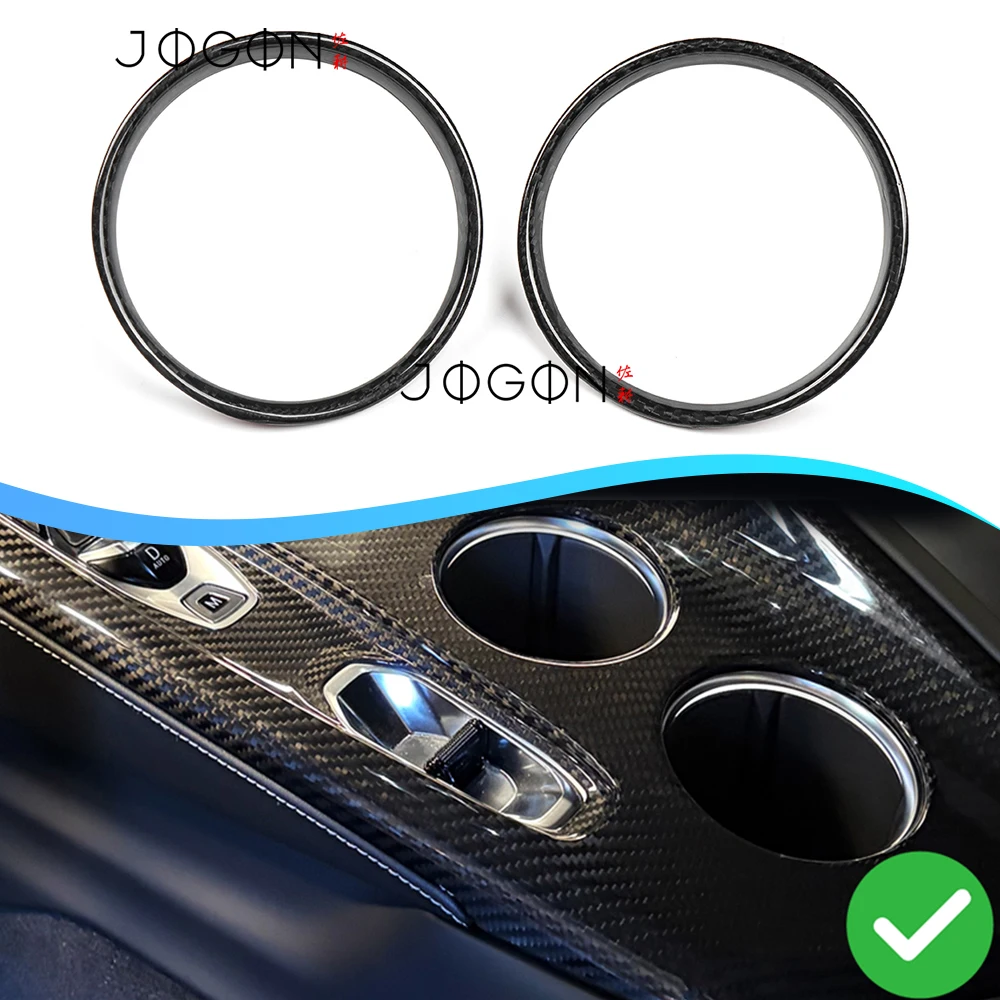 

For Chevrolet Corvette C8 Coupe HTC 2026+ Dry Carbon Fiber Chrome Car Interior Water Cup Holder Cover Accessories Decoration